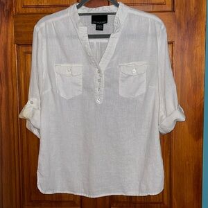 Cynthia Rowley White Linen Blend Blouse size L